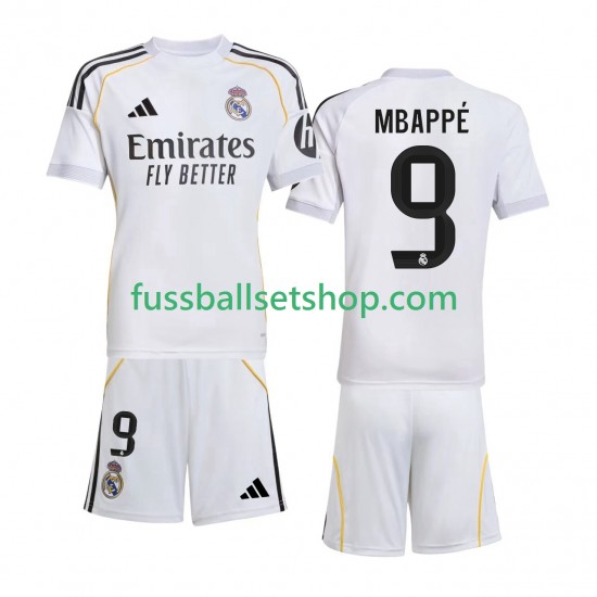 Günstige Fußball Trikotsatz Real Madrid Mbappé Kylian 9 Kinder Heimtrikot 2025-2026 Kurzarm