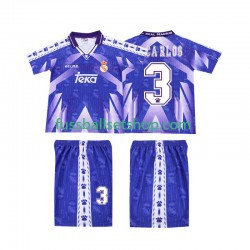 Günstige Fußball Trikotsatz Real Madrid R CARLOS 3 1996-1997 Retro Kinder Auswärtstrikot Kurzarm