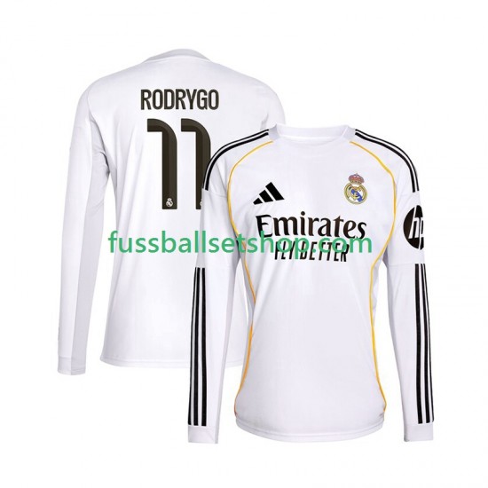 Günstige Fußball Trikotsatz Real Madrid Rodrygo 11 Herren Heimtrikot 2025-2026 Langarm