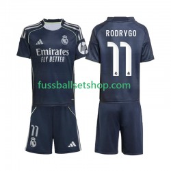 Günstige Fußball Trikotsatz Real Madrid Rodrygo 11 Kinder Auswärtstrikot 2025-2026 Kurzarm