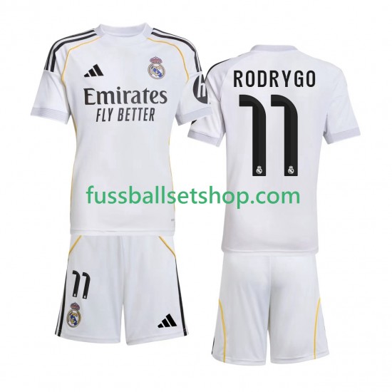 Günstige Fußball Trikotsatz Real Madrid Rodrygo 11 Kinder Heimtrikot 2025-2026 Kurzarm