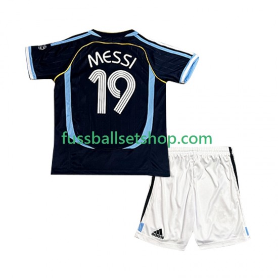 Günstige Fußball Trikotsatz Argentinien Lionel Messi 19 Retro Kinder Auswärtstrikot 2006 Kurzarm