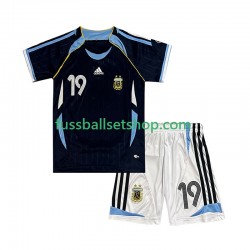 Günstige Fußball Trikotsatz Argentinien Lionel Messi 19 Retro Kinder Auswärtstrikot 2006 Kurzarm