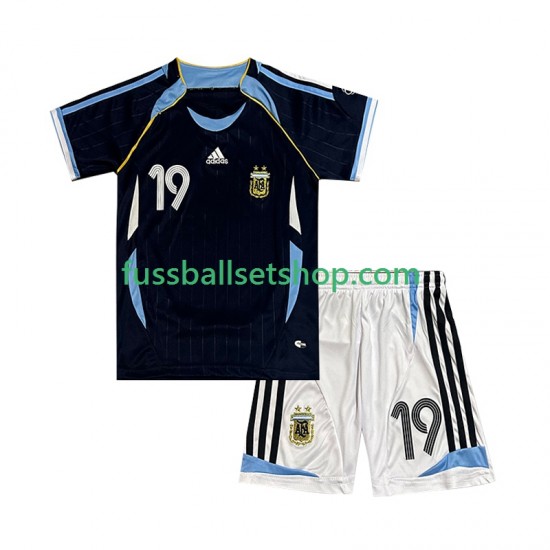 Günstige Fußball Trikotsatz Argentinien Lionel Messi 19 Retro Kinder Auswärtstrikot 2006 Kurzarm