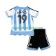 Günstige Fußball Trikotsatz Argentinien Lionel Messi 19 Retro Kinder Heimtrikot 2006 Kurzarm