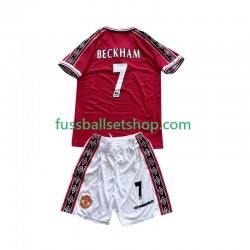 Günstige Fußball Trikotsatz Manchester United Beckham 7 Retro Kinder Heimtrikot 1998 1999 Kurzarm