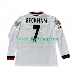Günstige Fußball Trikotsatz Manchester United Beckham 7 Retro Herren Auswärtstrikot 1998 1999 Langarm
