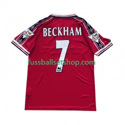 Günstige Fußball Trikotsatz Manchester United Beckham 7 Retro Herren Heimtrikot 1998 1999 Kurzarm