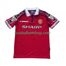 Günstige Fußball Trikotsatz Manchester United Beckham 7 Retro Herren Heimtrikot 1998 1999 Kurzarm
