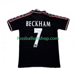 Günstige Fußball Trikotsatz Manchester United Beckham 7 Retro Herren Ausweichtrikot 1998 1999 Kurzarm