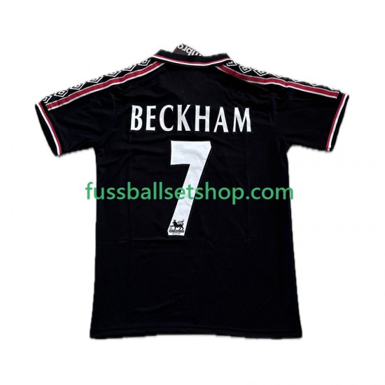 Günstige Fußball Trikotsatz Manchester United Beckham 7 Retro Herren Ausweichtrikot 1998 1999 Kurzarm