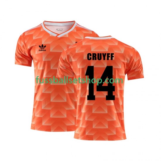 Günstige Fußball Trikotsatz Niederlande Cruyff 14 1988 Retro Herren Heimtrikot Kurzarm