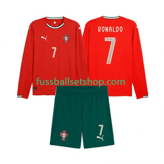 Günstige Fußball Trikotsatz Portugal Crstiano Roanldo 7 Kinder Heimtrikot 2025 Langarm