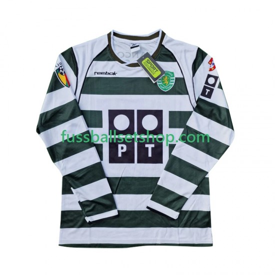 Günstige Fußball Trikotsatz Sporting CP 2001 2003 Retro Herren Heimtrikot Langarm