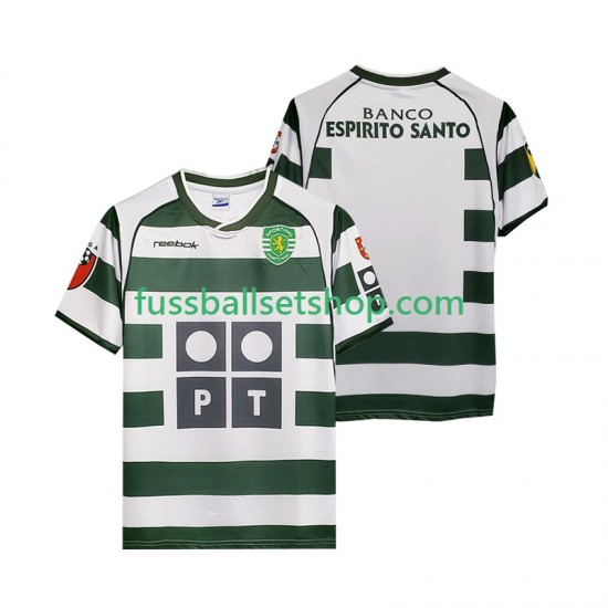 Günstige Fußball Trikotsatz Sporting CP 2001 2003 Retro Herren Heimtrikot Kurzarm