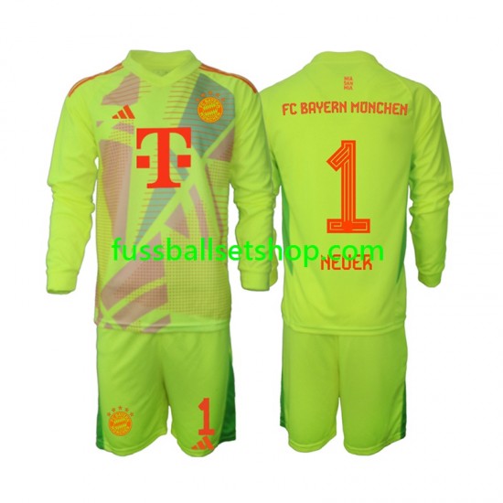 Günstige Fußball Trikotsatz FC Bayern München Manuel Neuer 1 Torwart Kinder Heimtrikot 2024-2025 Langarm