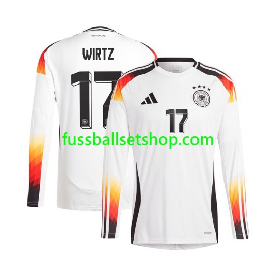 Günstige Fußball Trikotsatz Deutschland Florian Wirtz 17 Herren Heimtrikot Euro 2024 Langarm