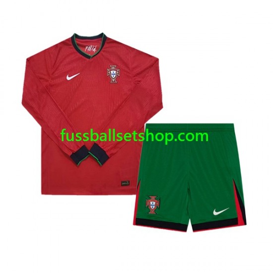 Günstige Fußball Trikotsatz Portugal Kinder Heimtrikot Euro 2024 Langarm