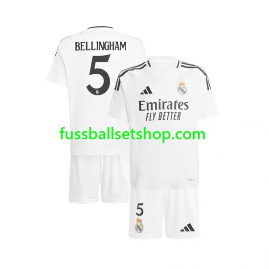 Günstige Fußball Trikotsatz Real Madrid Jude Bellingham 5 Kinder Heimtrikot 2024-2025 Kurzarm