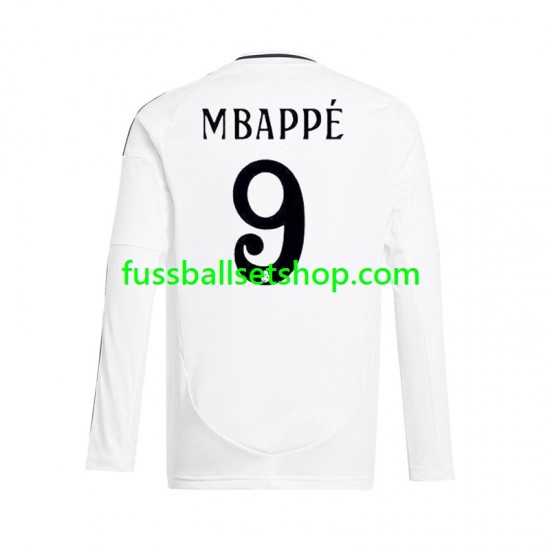 Günstige Fußball Trikotsatz Real Madrid Kylian Mbappé 9 Herren Heimtrikot 2024-2025 Langarm
