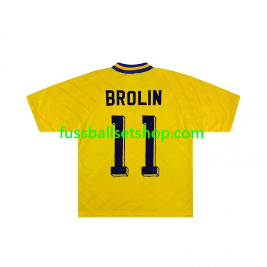 Günstige Fußball Trikotsatz Schweden Brolin 11 Retro Herren Heimtrikot 1994 Kurzarm