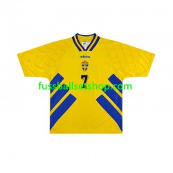Günstige Fußball Trikotsatz Schweden Henrik Larsson 7 Retro Herren Heimtrikot 1994 Kurzarm