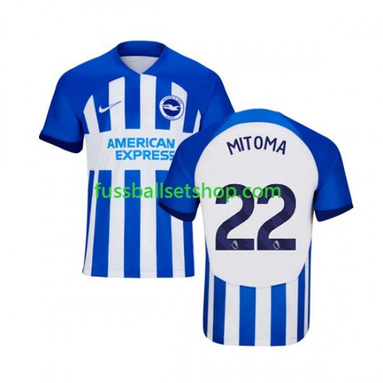 Günstige Fußball Trikotsatz Brighton Hove Albion Mitoma 22 Herren Heimtrikot 2023-2024 Kurzarm