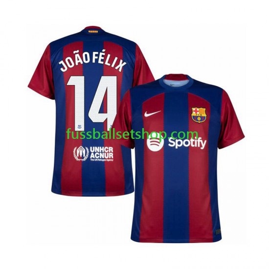 Günstige Fußball Trikotsatz FC Barcelona Joao Felix 14 Herren Heimtrikot 2023-2024 Kurzarm