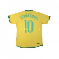 Günstige Fußball Trikotsatz Brasilien RONALDINHO 10 Retro Herren Heimtrikot 2006 Kurzarm