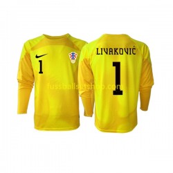 Günstige Fußball Trikotsatz Kroatien Dominik Livakovic 1 Torwart Herren Heimtrikot World Cup 2022 Langarm