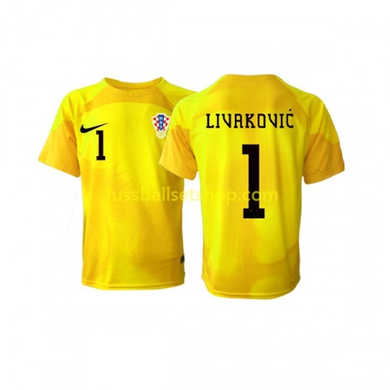 Günstige Fußball Trikotsatz Kroatien Dominik Livakovic 1 Torwart Herren Heimtrikot World Cup 2022 Kurzarm