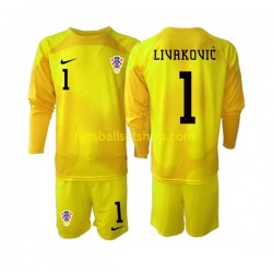 Günstige Fußball Trikotsatz Kroatien Dominik Livakovic 1 Torwart Kinder Heimtrikot World Cup 2022 Langarm