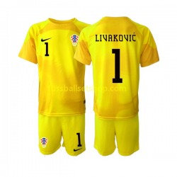 Günstige Fußball Trikotsatz Kroatien Dominik Livakovic 1 Torwart Kinder Heimtrikot World Cup 2022 Kurzarm