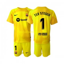 Günstige Fußball Trikotsatz FC Barcelona Ter Stegen 1 Torwart Kinder Viertestrikot 2022-2023 Kurzarm