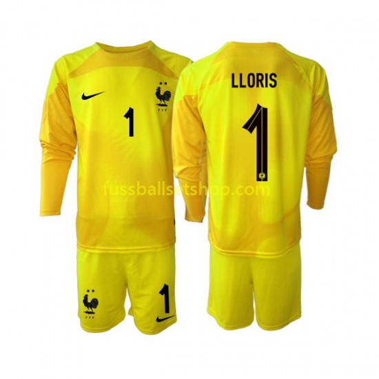 Günstige Fußball Trikotsatz Frankreich Hugo Lloris 1 Torwart Kinder Ausweichtrikot World Cup 2022 Langarm