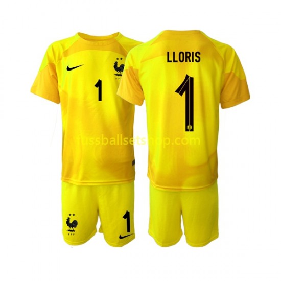 Günstige Fußball Trikotsatz Frankreich Hugo Lloris 1 Torwart Kinder Ausweichtrikot World Cup 2022 Kurzarm
