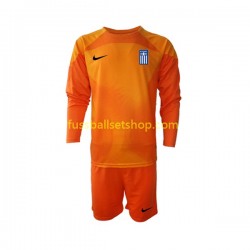 Günstige Fußball Trikotsatz Griechenland Torwart Kinder Ausweichtrikot 2022-2023 Langarm