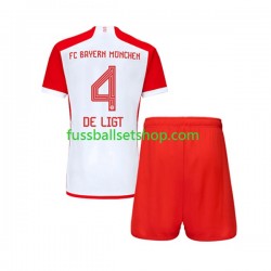 Günstige Fußball Trikotsatz FC Bayern München Matthijs de Ligt 4 Kinder Heimtrikot 2023-2024 Kurzarm