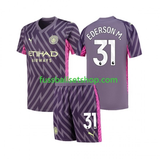 Günstige Fußball Trikotsatz Manchester City Ederson Moraes 31 Torwart Kinder Auswärtstrikot 2023-2024 Kurzarm