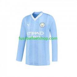 Günstige Fußball Trikotsatz Manchester City Herren Heimtrikot 2023-2024 Langarm