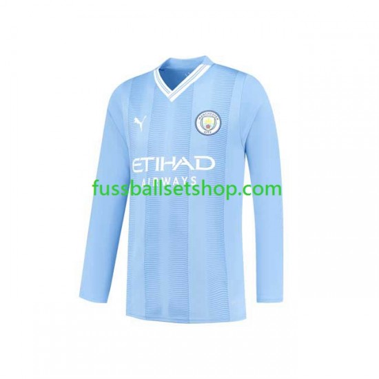 Günstige Fußball Trikotsatz Manchester City Herren Heimtrikot 2023-2024 Langarm