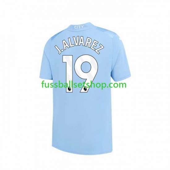 Günstige Fußball Trikotsatz Manchester City J. ALVAREZ 19 Herren Heimtrikot 2023-2024 Kurzarm