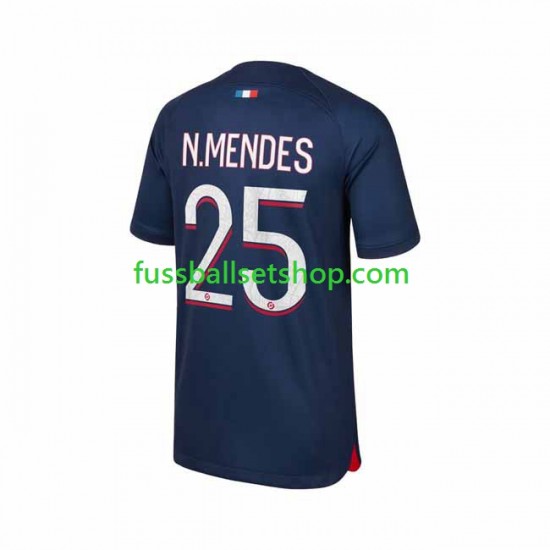 Günstige Fußball Trikotsatz Paris Saint-Germain N.Mendes 25 Herren Heimtrikot 2023-2024 Kurzarm
