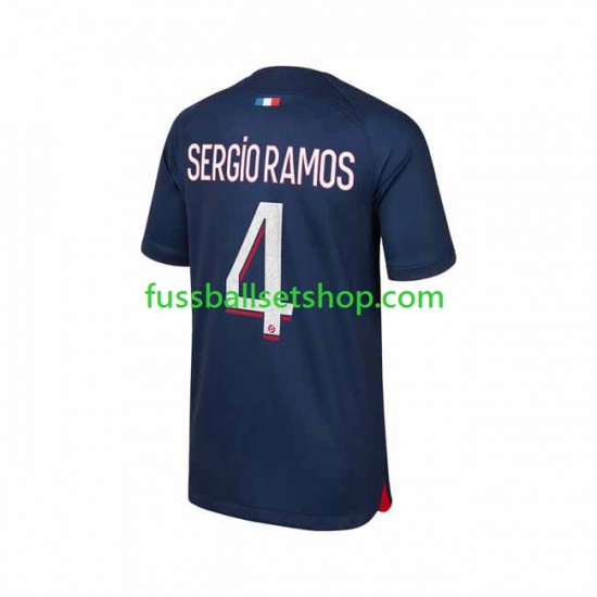 Günstige Fußball Trikotsatz Paris Saint-Germain Sergio Ramos 4 Herren Heimtrikot 2023-2024 Kurzarm