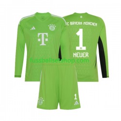 Günstige Fußball Trikotsatz FC Bayern München Manuel Neuer 1 Torwart Kinder Auswärtstrikot 2023-2024 Langarm