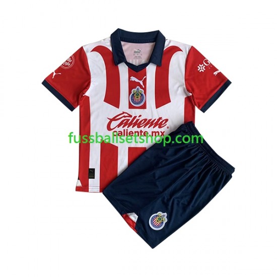Günstige Fußball Trikotsatz Deportivo Guadalajara Kinder Heimtrikot 2023-2024 Kurzarm
