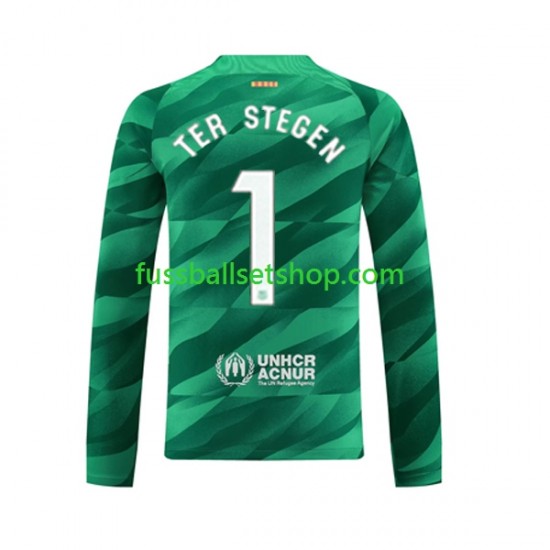 Günstige Fußball Trikotsatz FC Barcelona Ter Stegen 1 Torwart Herren Heimtrikot 2023-2024 Langarm