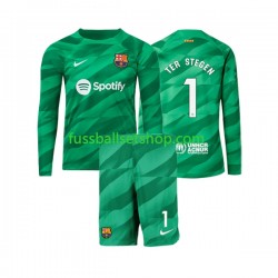 Günstige Fußball Trikotsatz FC Barcelona Ter Stegen 1 Torwart Kinder Heimtrikot 2023-2024 Langarm