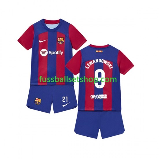 Günstige Fußball Trikotsatz FC Barcelona Robert Lewandowski 9 Kinder Heimtrikot 2023-2024 Kurzarm