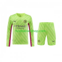 Günstige Fußball Trikotsatz Manchester City Torwart Kinder Ausweichtrikot 2023-2024 Langarm
